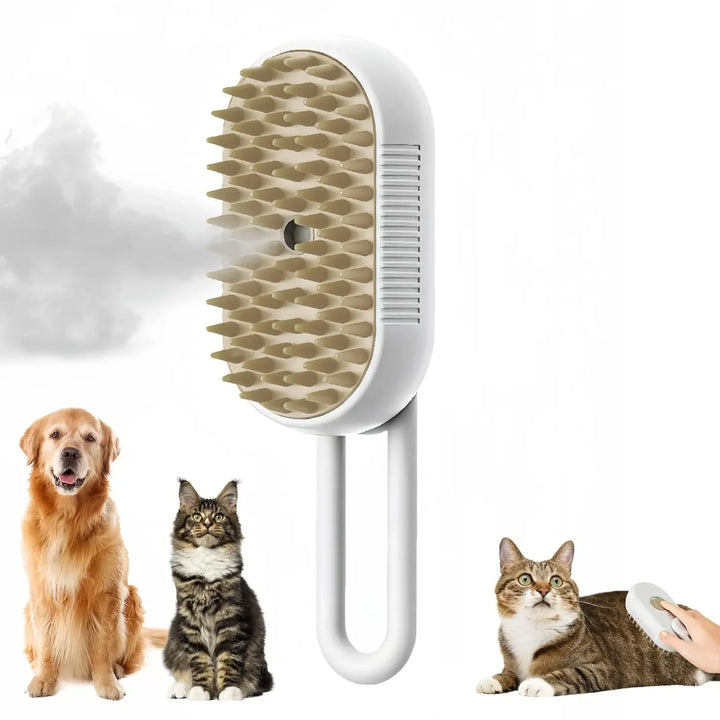 3 in 1 Steam Spray Pet Brush – Massage & Hair Remover