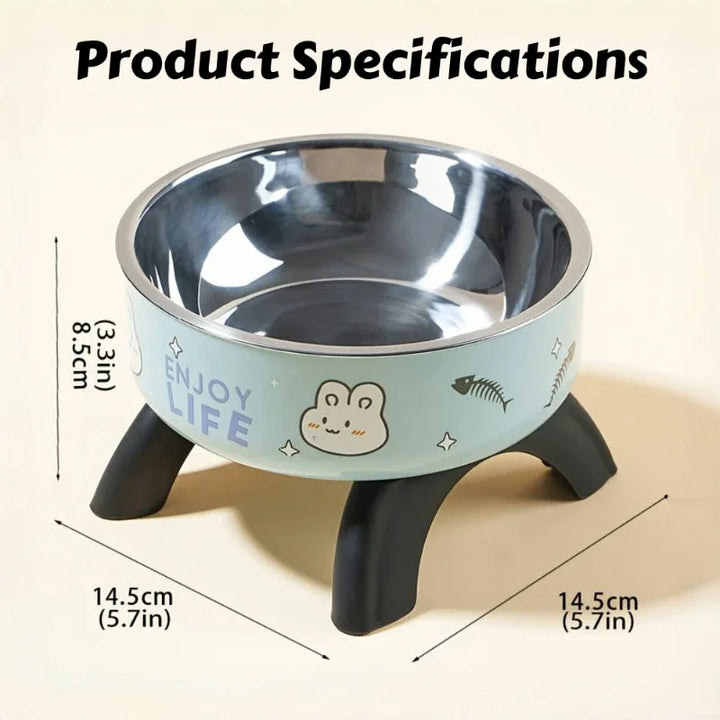 Stainless Steel Elevated Pet Bowl – Anti-Slip & Anti-Tip