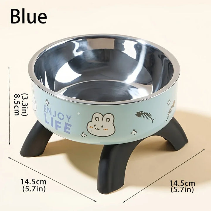 Stainless Steel Elevated Pet Bowl – Anti-Slip & Anti-Tip
