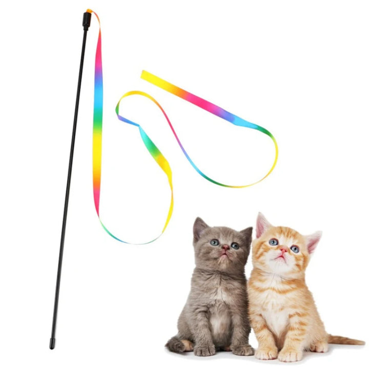 Rainbow Cat Teaser Wand – Interactive Cat Toy