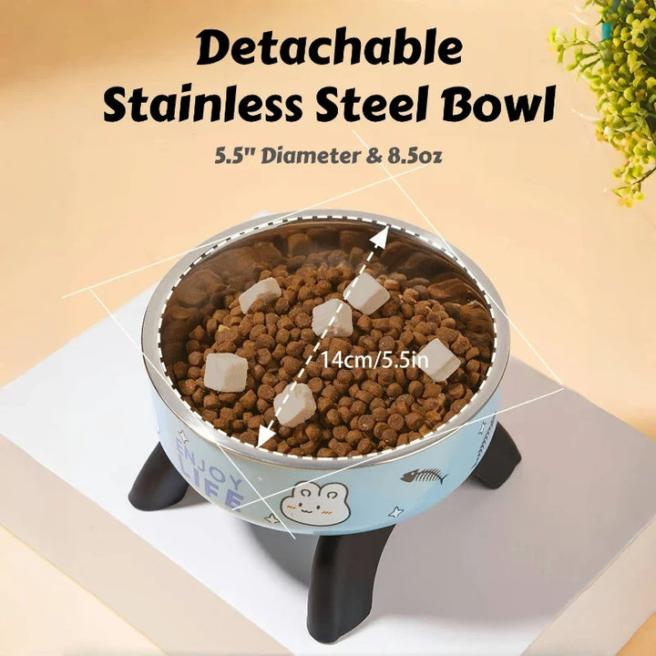 Stainless Steel Elevated Pet Bowl – Anti-Slip & Anti-Tip