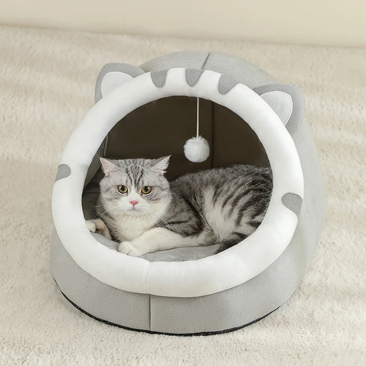 Warm Cat Cave Bed – Cozy Pet House for Cats & Small Dogs