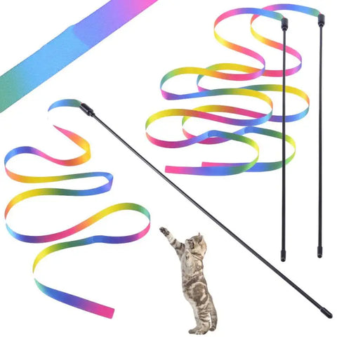 Rainbow Cat Teaser Wand – Interactive Cat Toy