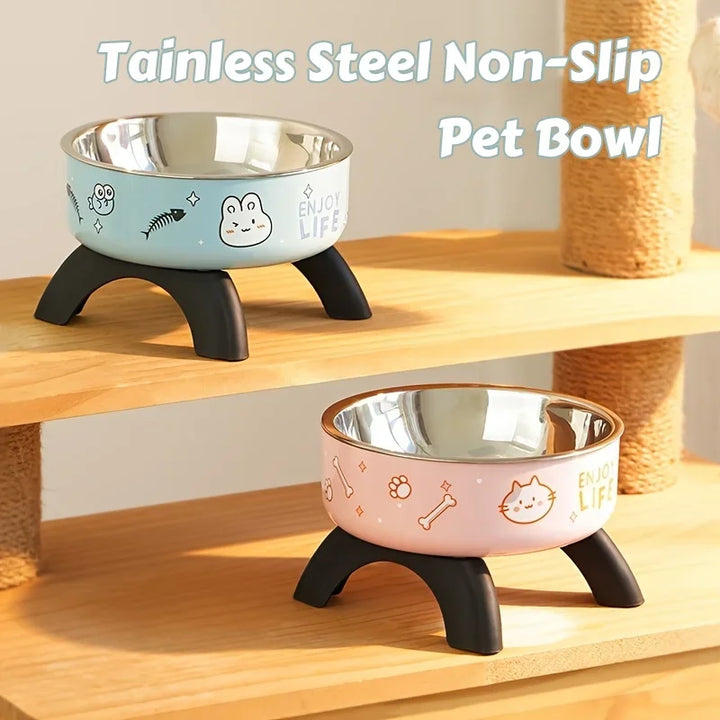 Stainless Steel Elevated Pet Bowl – Anti-Slip & Anti-Tip
