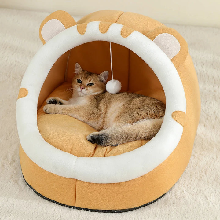 Warm Cat Cave Bed – Cozy Pet House for Cats & Small Dogs