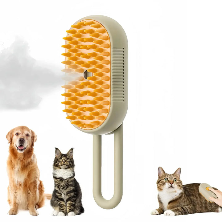 3 in 1 Steam Spray Pet Brush – Massage & Hair Remover