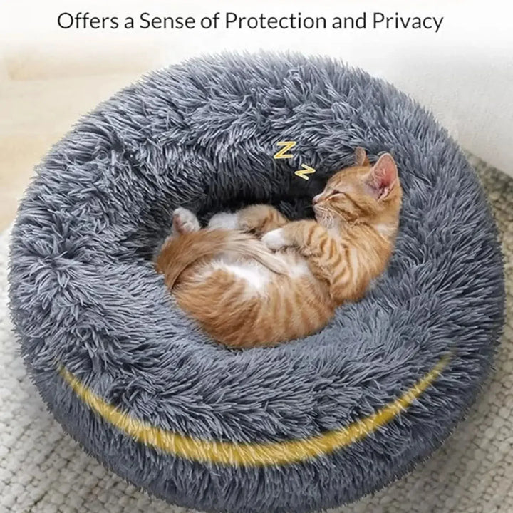 Round Plush Pet Bed – Super Soft Warm Dog & Cat Bed